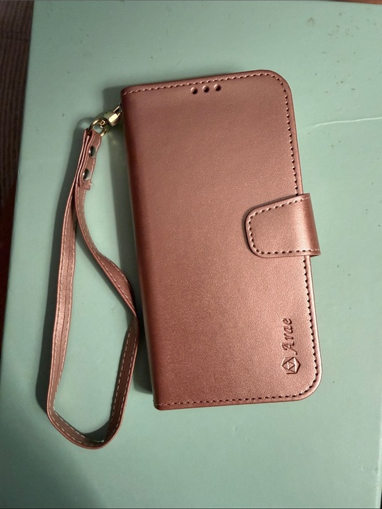 Ara Other - Ara Rose Gold Leather Wallet Phone Case with Wrist Strap